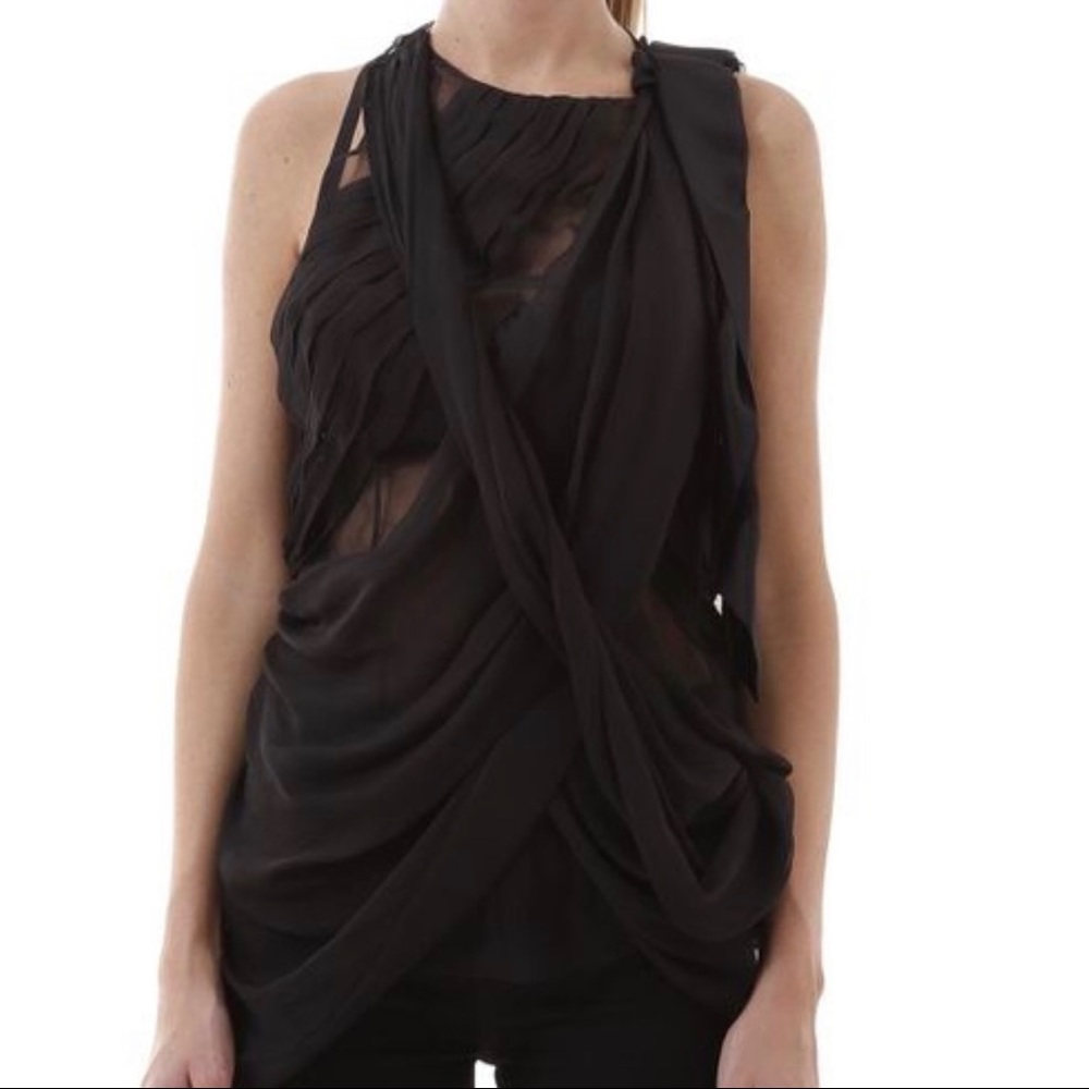 PRADA Black Layered Draped Top
